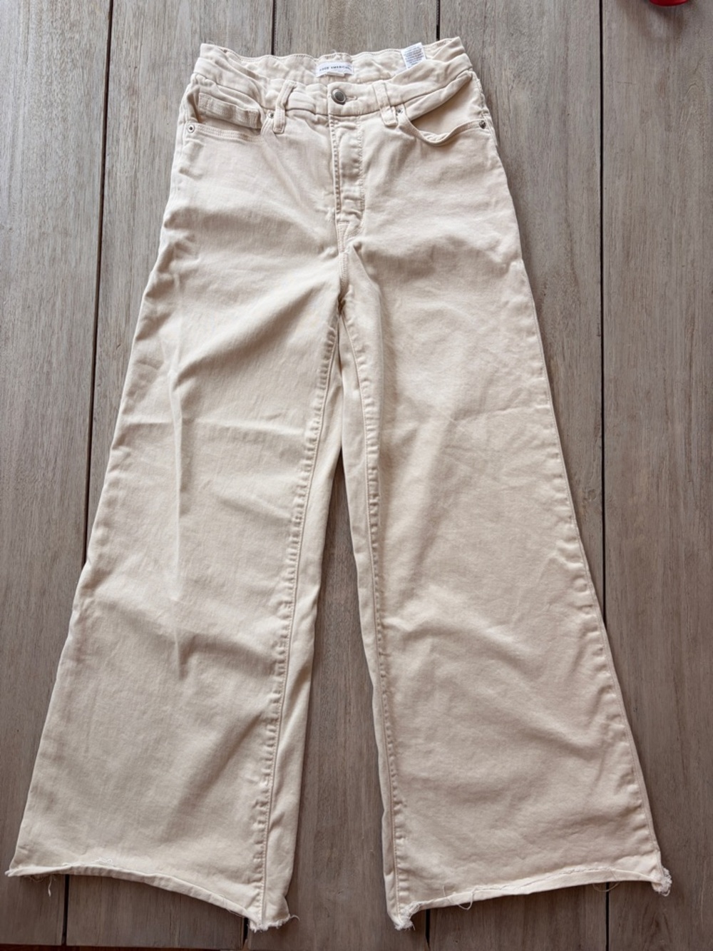 Good AmericanWide Leg Cream Jeans Cropped